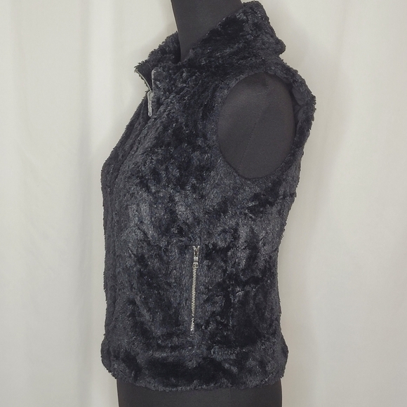 A/X Armani Exchange Black Faux Fur Zip Front Vest Cotton Lined - Size S - Picture 3 of 12